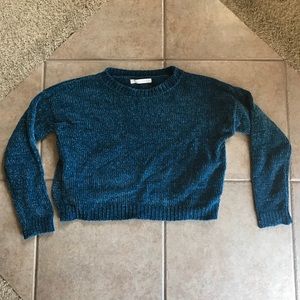 Crop Chenille Teal Sweater
